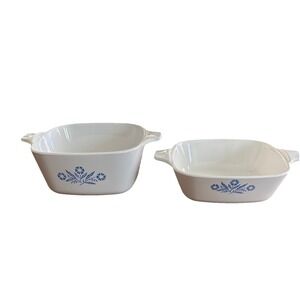 Corning Ware P-41 Petite Pan Blue Cornflower 2 Mini Casserole Dishes vintage